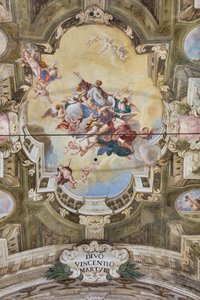 Vista do cofre com fresco da Sala Teatini, Chiesa di San Vincenzo, Piacenza, Emilia-Romagna, Itália (foto) de Unbekannter Künstler