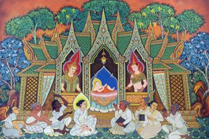 Wat Ananda Metyarama Thai Buddhist Temple. Nascimento de Siddhartha Gautama (comumente conhecido como Buda), 20160818, Singapura, Singapura de Unbekannt