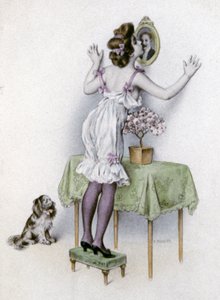 Mulher em lingerie, c.1900 (postal) de Unbekannter Künstler