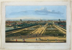 Vista do Belvedere Garden em Viena contra o Lower Belvedere