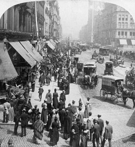 Uma cena de rua em Chicago, Illinois, EUA, 1896. de Underwood and Underwood