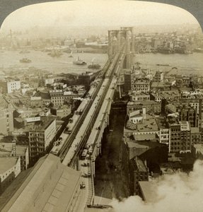 Ponte de Brooklyn, Nova Iorque, EUA. de Underwood and Underwood