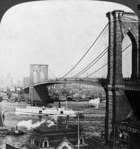 Ponte de Brooklyn, Nova York, EUA, início do século XX.