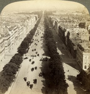 Champs-Elysees do Arco do Triunfo, Paris, França, século XIX. de Underwood and Underwood