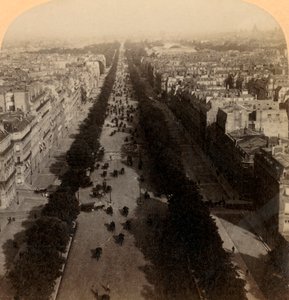 Champs-Elysées, a unidade favorita de Paris, França, 1894. de Underwood and Underwood