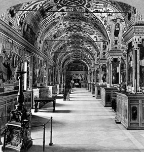 Interior da Biblioteca do Vaticano, Roma, Itália. de Underwood and Underwood