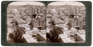 Jerusalém e o Monte das Oliveiras, olhando para leste a partir do Latin Hospice, Palestina, de 1900. de Underwood and Underwood