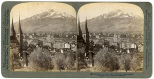 Lucerna e Monte Pilatus, Suíça, 1903. de Underwood and Underwood