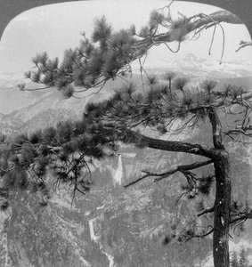 Quedas de Nevada, Vernal Falls e Liberty Cap, Vale de Yosemite, Califórnia, EUA, 1902 de Underwood and Underwood