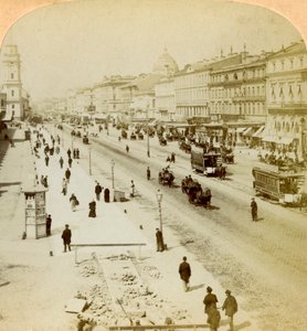 Nevsky Prospekt, a rua principal de São Petersburgo, Rússia, 1897