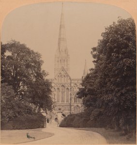 Catedral de Salisbury, noroeste da Inglaterra, primeira grande igreja do início do estilo inglês, 1900 de Underwood and Underwood