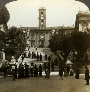 Palácio Senatorial, Piazza del Campidoglio, Capitolino, Roma, Itália. de Underwood and Underwood