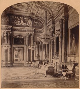 O quarto azul lindo do Queens, Palácio de Buckingham, Londres, Inglaterra, 1900. de Underwood and Underwood