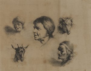 Cabeças - Três pessoas, dois animais de Unidentified