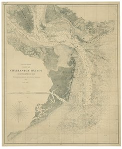 Porto de Charleston e seus acessos mostrando as posições das baterias rebeldes LOC lva0000206