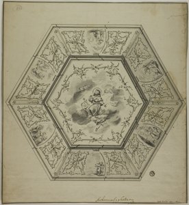 Desenho do teto com Santo António de Pádua rodeado de episódios da sua vida e símbolos do martírio dos apóstolos de Unknown