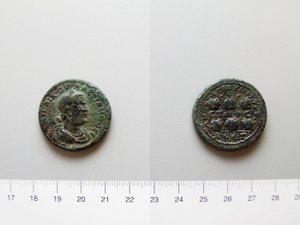 Moeda de Valeriana, Imperador de Roma; Gallienus, Imperador de Roma de Anazarbus de Unknown