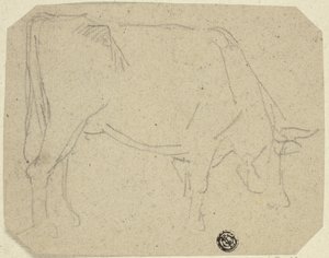 Vaca Pastando (Virada à Direita) (reto); Traseiros de um Cavalo (verso) de Unknown