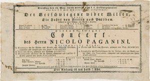 Niccolo Paganini - playbill de Unknown