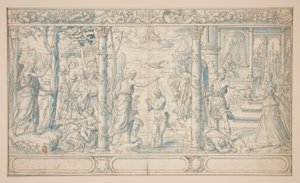 Três Cenas da Vida de São João Baptista; João Baptista pregando, Baptismo de Cristo, Decapitação de João Baptista de Unknown