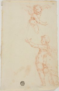 Dois Putti Alados, Um Voador de Unknown