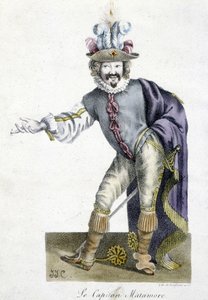 Teatro do século XVI: Capitan Matamore, Arts Deco. de Unknown artist