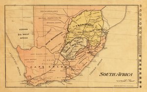 1899 mapa da África do Sul durante a Segunda Guerra da Boer (gravura a cores) de Unknown artist