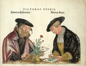 2 artistas que ilustraram o livro, Albert Meyer e Veit Rudolph Speckle, "De Historia Stirpium commentarii insígnia,..." de Leonhart Fuchs de Unknown artist