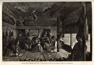 Uma escola tártara em Schusha (Transcaucasia, Rússia), a instrução é dada aos rapazes pelo mulá, e consiste exclusivamente em leitura e escrita, bem como comentários sobre os versos do Alcorão. Gravura para ilustrar a viagem nas províncias do Ca de Unknown artist