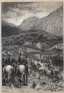 Um campo de batalha - ilustração do século XIX para o romance histórico "Os Puritanos da Escócia" (Old Mortality) de Walter Scott (1771-1832) de Unknown artist
