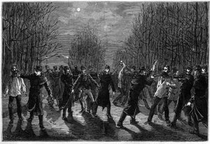 Uma surra contra os criminosos no Bois de Boulogne, em Paris, em 1883 de Unknown artist