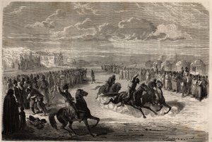 Uma competição de luta com as próprias mãos e uma corrida de cavalos entre os turcomanos, organizada durante as grandes celebrações públicas, a distância da corrida é de um quilômetro, entre três ou quatro competidores, o vencedor recebe um pedaço de pano  de Unknown artist