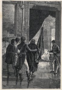 Uma delegação de Carbonari, a sociedade secreta nacionalista, é apresentada a Fernando I das Duas Sicílias (anteriormente Fernando IV de Nápoles) 1820 de Unknown artist
