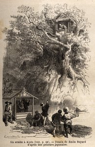 Um eremita em Kyoto (ou Kioto), isola-se numa cabana aninhada nos ramos de uma árvore, numa pequena ilha, o eremita só pode contar com a generosidade dos habitantes da região que lhe fornecem o seu alimento; em frente à sua árvore, um pequeno pavilhão acol de Unknown artist