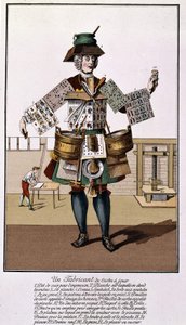 Um fabricante de cartas de jogo. Gravura dos séculos XVII a XVIII depois de "As Cartas de Jogo". de Unknown artist