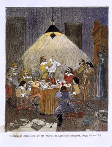 Um encontro de literatos, que foi a origem da Academia Francesa de Unknown artist