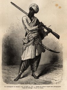 Um montanhista de Hazara (Punjab, Índia). Gravura para ilustrar a viagem a Pandjab e Caxemira, história de Guillaume Lejean, em 1866, publicada no "Le tour du monde, nouveau journal des voyages", sob a direcção de Edouard Charton de Unknown artist