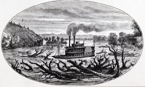 Um barco a vapor com pás no alto Missouri de Unknown artist