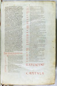 Uma página da Bíblia do século XI com o capítulo incipit do Livro do Génesis de Unknown artist