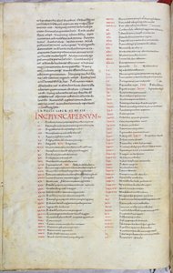 Uma página da Bíblia do século XI com o capítulo incipit do Livro dos Números de Unknown artist