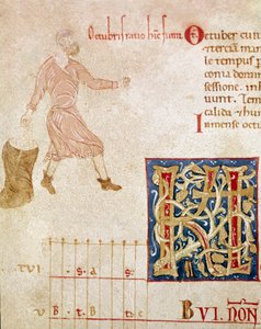 Uma semeadura camponesa, mês de Outubro. (miniatura de Unknown artist