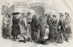 Uma rua em Valletta (Valletta), na ilha de Malta (Malta), em 1857. de Unknown artist