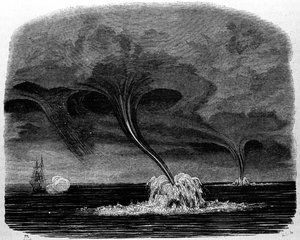 Um tornado de água. Gravura do século XIX. de Unknown artist