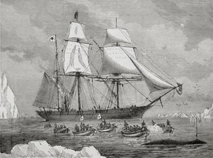 Um baleeiro com barco rápido para um 