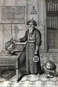 Adam Schall, astrônomo (1592-1666) em traje mandarim no Observatório de Pekin, na "China" de Athanase Kircher (ou Athanasius Kircheri) de Unknown artist