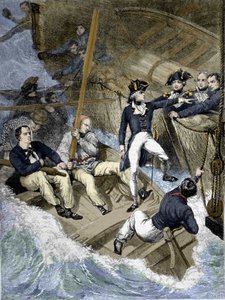 Almirante Nelson durante a Batalha de Santa Cruz de Tenerife (Tenerife), Ilhas Canárias: "Esta é a minha vez agora; se eu não acreditar que será a sua..." Gravura da pintura do Oeste. de Unknown artist