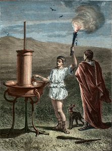 Aeneas Tacticus ou o Tático Inventa o Sistema de Sinalização por Fases 336BC - Enee le Taccien - Aeneas le Tactician inventa a arte dos sinais de frases em 336 AC - Aeneas the Tactician inventou a arte dos sinais de frases em 336 AC. de Unknown artist