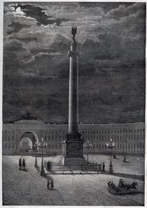 Coluna Alexandre em São Petersburgo, Rússia - A Coluna Alexandre em São Petersburgo - gravura a partir de 1870 de Unknown artist