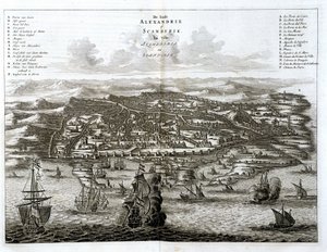 Vista de Alexandria sobre o mar - gravura de Dapper de Unknown artist