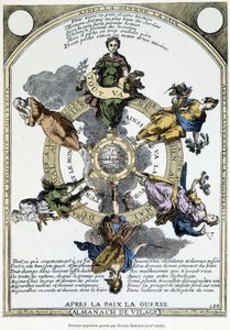 Almanach de vilage "Depois da guerra, paz, depois da paz, guerra": armário realizado no campo e concebido no sentido de uma filosofia suave para despertar nas massas o espírito de resignação na presença das misérias do tempo - século XVII de Unknown artist